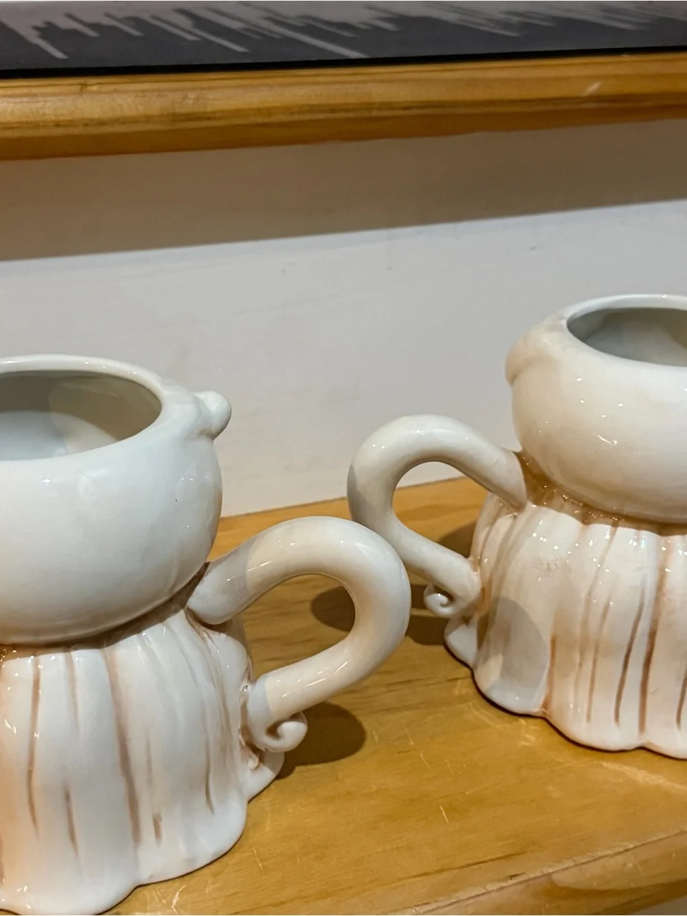 Pair of White Ceramic Ghost mugs with Hand-Painted Details Johanna Parker new
